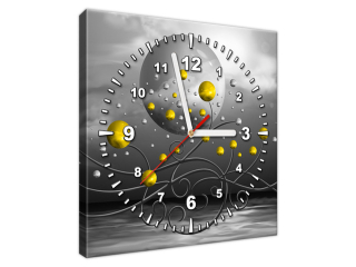 Obraz s hodinami Žlté gule na sivom pozadí