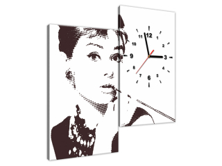 Obraz s hodinami na plátne Audrey Hepburn