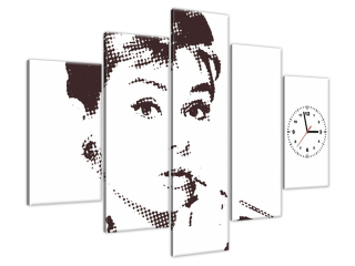 Obraz s hodinami na plátne Audrey Hepburn