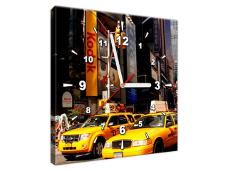 Dizajnové hodiny na plátne New York Taxi - Prayitno