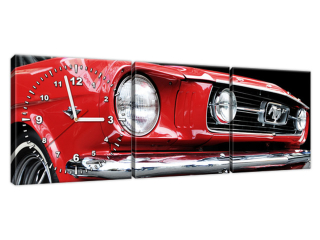 Obraz s hodinami na plátne Red Mustang - Y