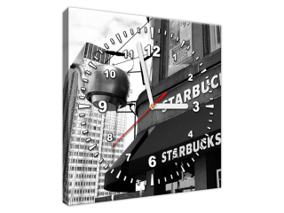 Obraz s hodinami na stenu Starbucks - Mith Huang