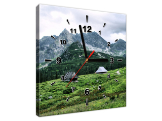 Moderný obraz s hodinami Tatranské chaty