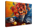 Obraz na plátne Váza makov na stole