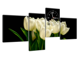 Obraz s hodinami Biele tulipány - Mark Freeth