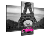 Obraz na plátne Ružové auto v Paríži