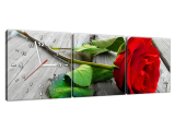 Moderný obraz s hodinami Červená ruža