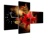 Luxusný obraz s hodinami na stenu Motýle a ľalia