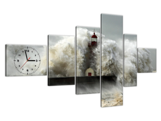 Štýlový obraz s hodinami Veterné pobrežie