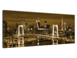Štýlový obraz s hodinami Rainbow Bridge v Tokiu