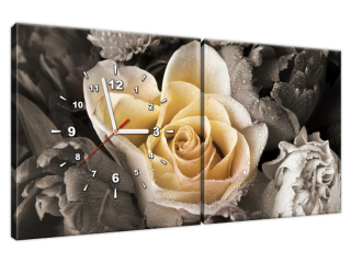 Moderný obraz s hodinami Jemná ruža