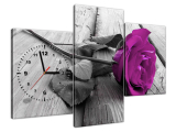 Štýlový obraz s hodinami Výrazná ruža