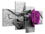 Štýlový obraz s hodinami Výrazná ruža