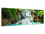Luxusný obraz s hodinami na plátne Vodopád