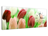 Moderný obraz s hodinami Červené tulipány