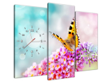 Obraz s hodinami Motýľ v kvetoch