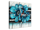 Obraz s hodinami Tyrkysové kvety