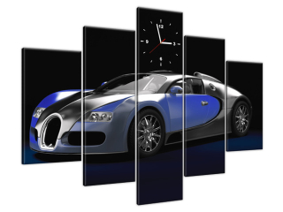 Obraz s hodinami Modré Bugatti Veyron