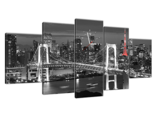 Moderný obraz s hodinami Dúhový most v Tokiu