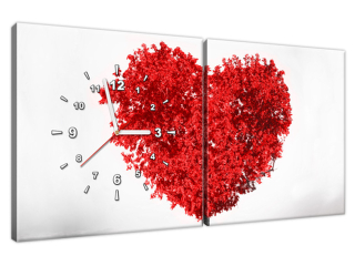 Obraz s hodinami na stenu Strom lásky red