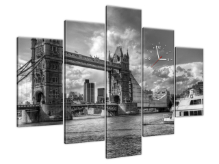 Moderný obraz s hodinami Tower Bridge