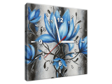 Štýlový obraz s hodinami Kytica tyrkysových magnólií