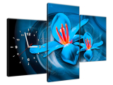 Obraz s hodinami Modré kozmické kvety - Jakub Banas