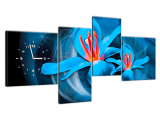 Obraz s hodinami Modré kozmické kvety - Jakub Banas