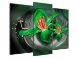 Obraz s hodinami Zelené kozmické kvety - Jakub Banas