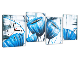 Obraz s hodinami Kytica modrých makov