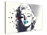 Obraz s hodinami Marilyn Monroe tyrkysovými perami