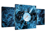Obraz s hodinami Vinylová platňa v modrej farbe