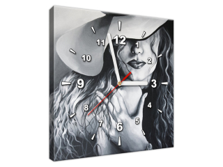 Obraz na plátne s hodinami Šedá dáma