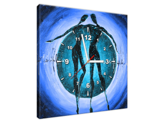 Obraz s hodinami Na tango je treba dvoch v modrom