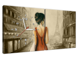 Prechádzka po Paríži v sépii Obraz s hodinami