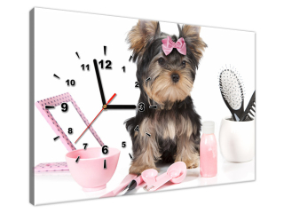 Štýlový obraz s hodinami Malý psík