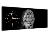 Obraz s hodinami Tiger v tme modré oči