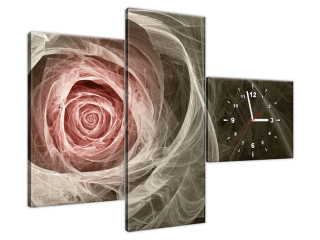 Obraz s hodinami Fraktálna ruža