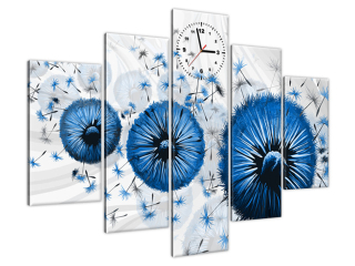 Modré púpavy 5 Obraz s hodinami