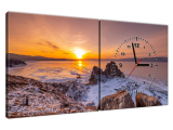 Západ slnka nad Bajkalom Obraz s hodinami