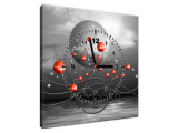 Obraz s hodinami Červené gule na sivom pozadí