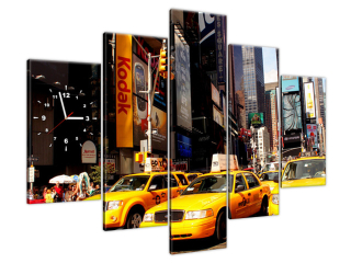 Dizajnové hodiny na plátne New York Taxi - Prayitno