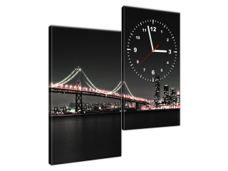 Obraz s hodinami Červený most v San Franciscu - Tanel Teemusk