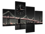 Obraz s hodinami Červený most v San Franciscu - Tanel Teemusk