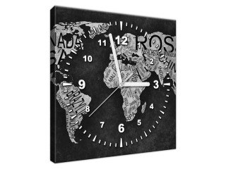 Obraz s hodinami na plátne World Map